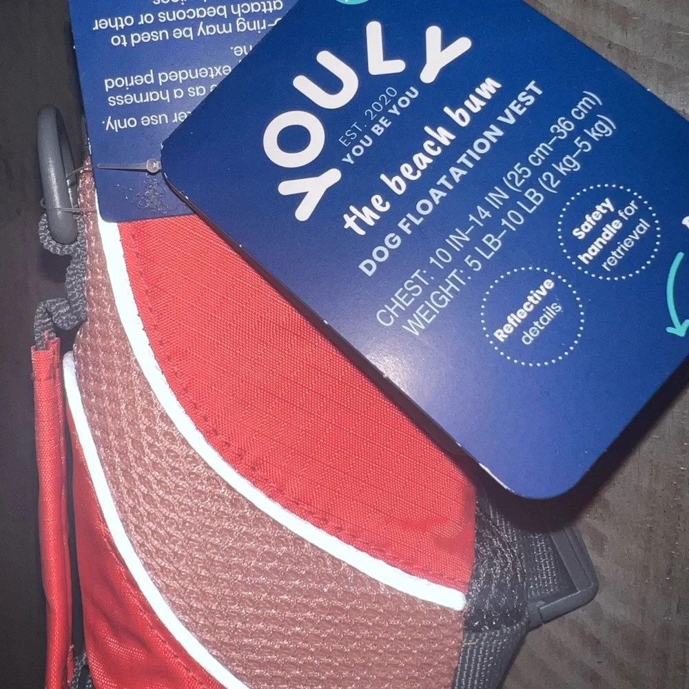 YOULY Dog Swim Vest - Vibrant Orange XXS 10-14IN 5-10 LBS [Brand New]